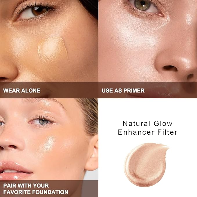 PHOERA Skin Glow Tint Foundation,Natural Radiant Longwear Filter Effect Silk Perfect Glow Flawless Foundation. (01 Fair)