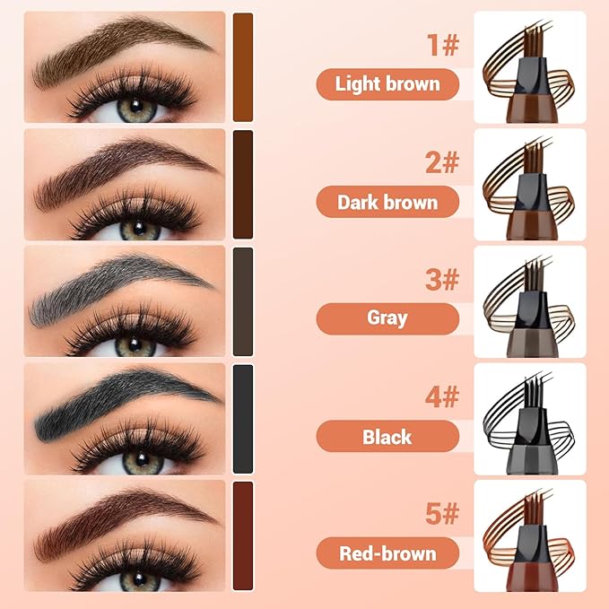 2026 New Microblading Eyebrow Pencil, Micro-fork Tip Eyebrow Pencil with Micro-Fork Tip, 3D Waterproof 4 Tipped Spoolie Brush Precise Brow Pen Natural Makeup Effect for Daily Makeup (Dark Brown)