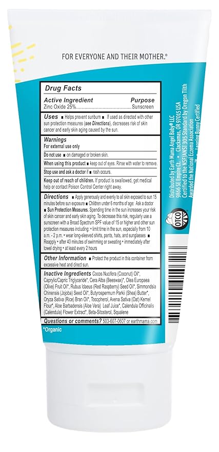 Earth Mama Uber Sensitive Mineral Sunscreen Lotion SPF 40-3 oz - Non-Nano Zinc - Broad Spectrum Sunscreen for Sensitive Skin - Water Resistant Sun Protection for Babies, Kids & Adults