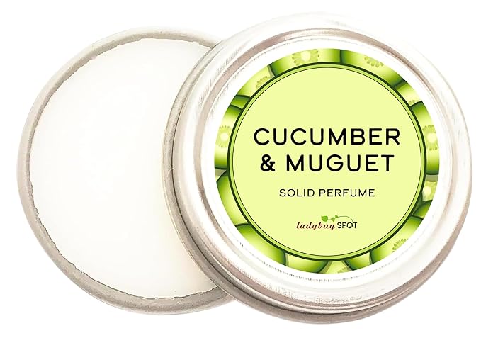 Ladybug Spot Gourmand Solid Perfume | All-Natural, Phthalate-Free Fragrance Balm | Long-Lasting, Highly Scented, Layerable Formula | Portable 1/4 oz Travel Tin (Cucumber & Muguet)
