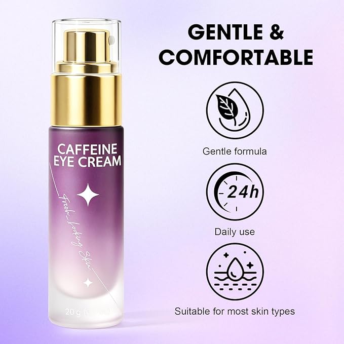 Caffeine Eye Cream for Puffiness & Dull Eyes, Helps Brighten & Smooth Under Eye Area, Lightweight Daily Eye Cream with Hyaluronic Acid for a Fresh, Well-Rested Look