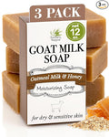 Southern Natural Goat Milk Soap Bar - Oatmeal Milk & Honey 3 Pack - For Dry Sensitive Skin. Natural, Handmade Soap For Men, Women, Kids, Face & Body