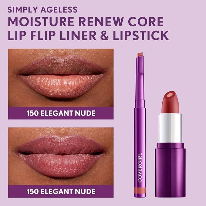 COVERGIRL Simply Ageless Lip Flip Liner, Elegant Nude, Pack of 2