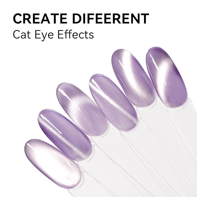 MAYCHAO 15ML Silk Light Purple Cat Eye Gel Nail Polish 1Pc Glassy Lilac Dream Cat Eye Holographic Magnetic Gel Polish Soak off Nail Polish for Nail Art Manicure Salon DIY at Home, 0.5 OZ