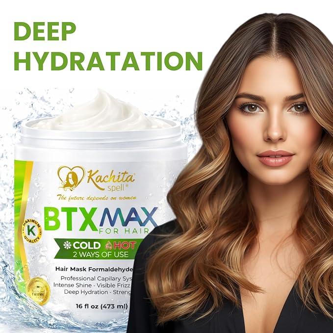 Kachita Spell BTXMAX Deep Conditioning Hair Mask for Dry, Keratin & Argan Oil Treatment for Hydration, Frizz Control & Softness, Sulfate Free & Paraben Free, 16 oz