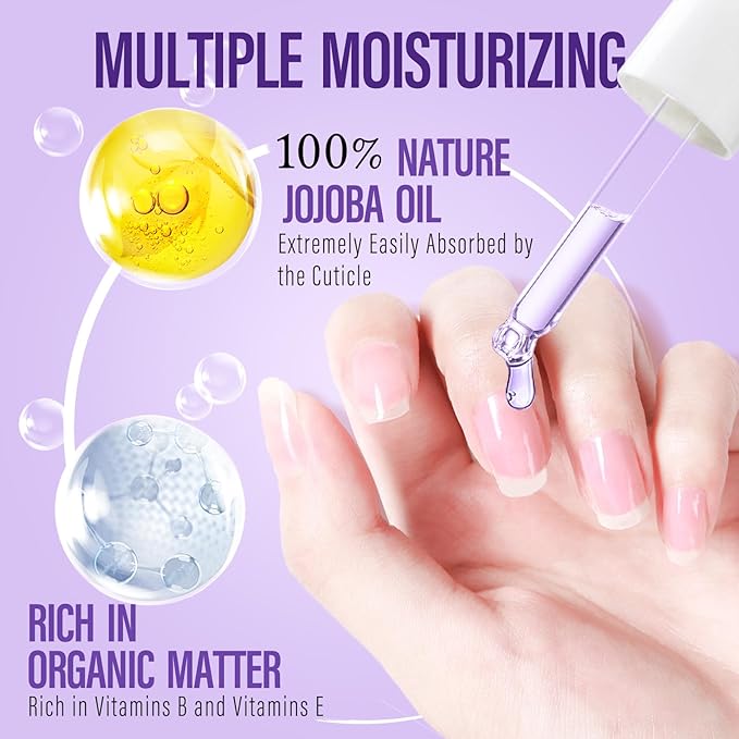 CHUCHU Vegan Cuticle Oil for Nails: Lavender Jojoba Nail Cuticle Oil with Vitamin B & E for Moisturizes Cuticle and Nail's Skin - Prevents Hangnails and Chapped 15ML