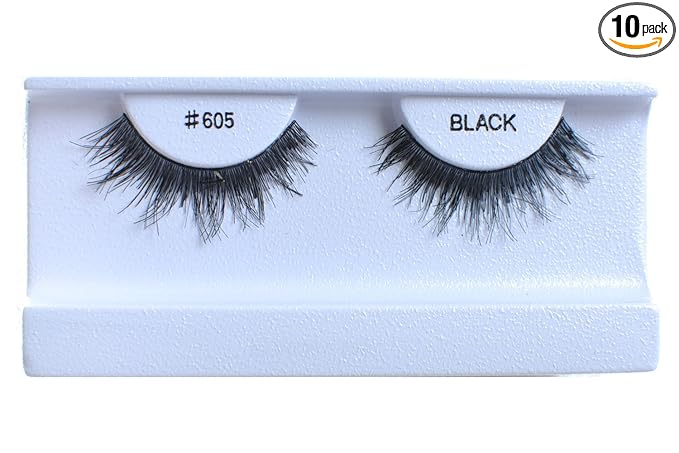 10 Pairs 100% Human Hair False Eyelashes Natural Black #605