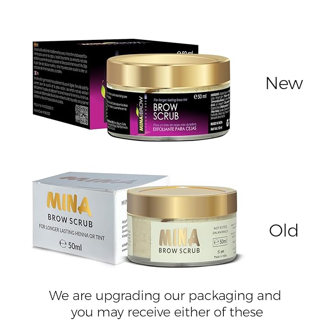 MINA Brow Scrub | For Long-Lasting Henna Or Tint | Natural Extracts Gently Exfoliate The Skin | Prepare The Area For Henna Or Tint 50ml | Organic Brow Scrubber for Tinting Process