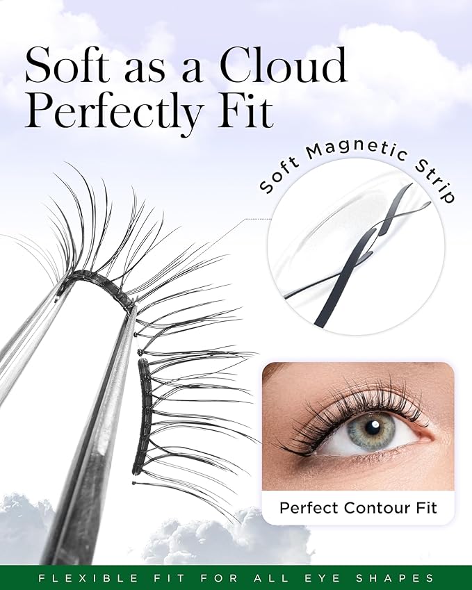 BEYELIAN Magnetic Eyelashes with Applicator Kit, Upgrade Soft Magnetic Lashes Reusable False Eyelashes Natural Look, No Glue Needed Eyelashes for Daily Work Magic-24B (Lightweight & Comfortable)