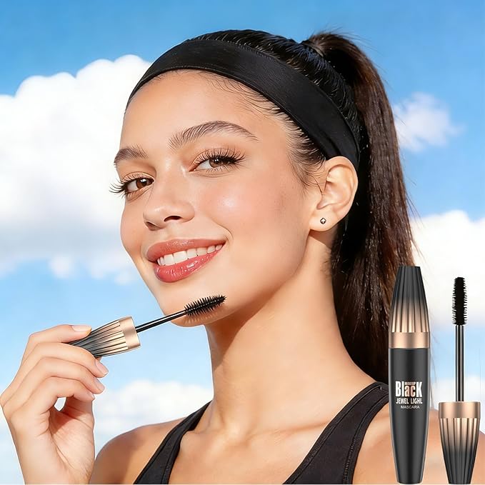 4D Silk Fiber Black Mascara, Volume & Length Lengthening Curling, Waterproof Smudge-Proof Tubing Mascara, Natural Lash Extension Look