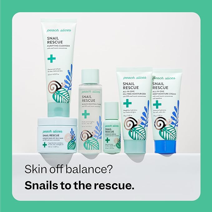 Peach Slices - Snail Rescue Blemish Busting Toner (4.05 oz) - 95% Snail Mucin Concentrate - Clarify, Strengthen, Balance - Hyaluronic Acid & CICA - Clean & Cruelty Free - Korean Skin Care & Beauty