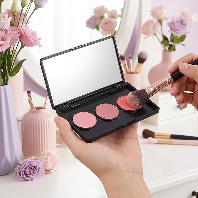 2Pcs Empty Magnetic Makeup Palette, Empty Eyeshadow Blush Powder Dispensing Storage Box with Mirror Rectangular Cosmetics Tavel Storage Box for DIY Cosmetics Lipstick Blush Powder (4.69" x 2.48")