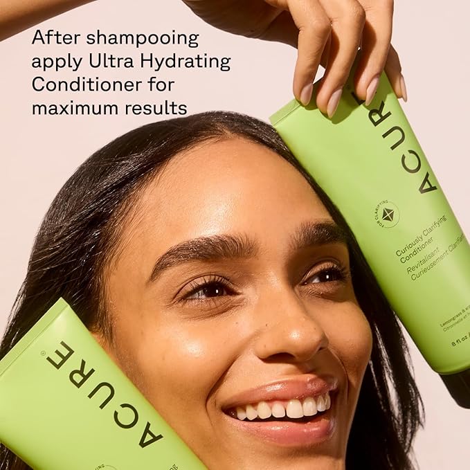 Acure Curiously Clarifying Shampoo - Cleansing & Clarifying Shampoo for Women & Men, Scalp Detox for Product Buildup, Deep Clean for Oily Hair, Detoxify, Remove Build Up, Sulfate Free, Vegan - 8 fl oz