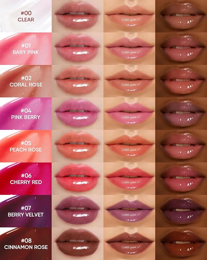 SKINTIFIC Peptide Brightening Lip Serum, Hydrating & Plumping Tinted Lip Gloss, Moisturizing Lip Balm with Polypeptides & Squalane for Glossy Sheer, Smooth Lips(01 Baby Pink)