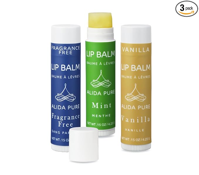 Favorites Lip Balm Collection, Vegan Set, Bees Wax Free, Coconut Oil Free, with Organic Jojoba and Avocado Oil, Vitamin E, Natural Moisturizer For Dry Cracked Lips, 3 Tube Set