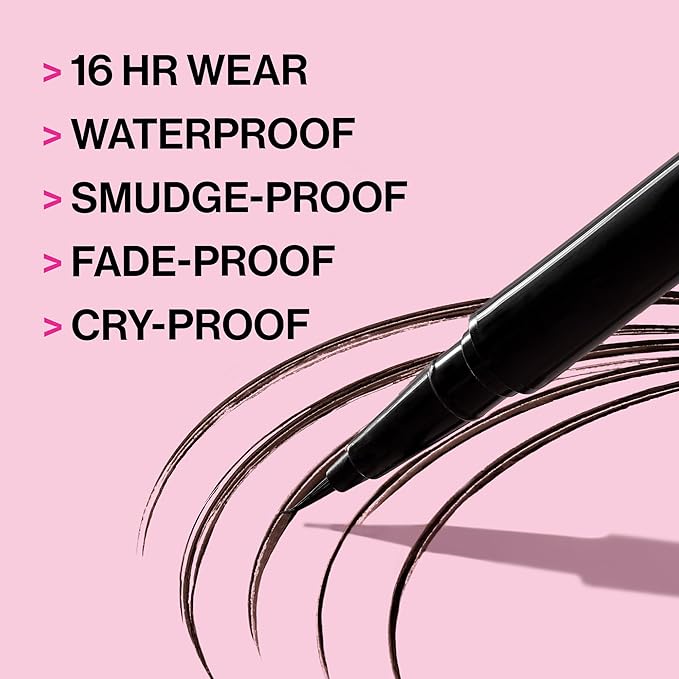 wet n wild Mega Last Breakup Proof Liquid Eyeliner - Ultra-Fine Brush, Waterproof, Long-Lasting - Cruelty-Free & Vegan - Ultra Black (Pack of 2)