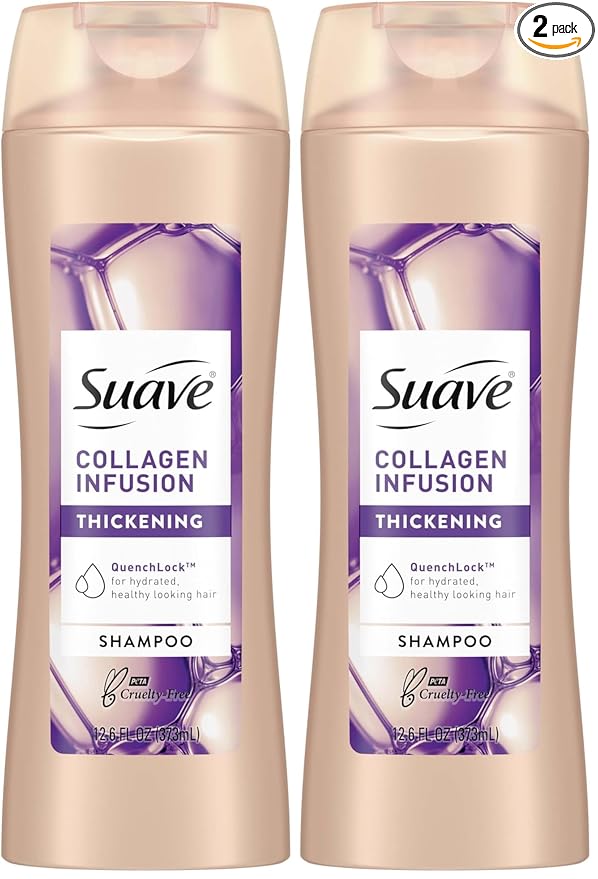 Suave Professionals Thickening Shampoo Collagen Infusion for Fine Hair Volumizing Shampoo 12.6 oz (Pack of 2)