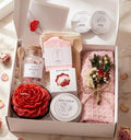Rose Spa Gifts for Women - 12pc Self-care Spa Gift Basket with Scented Candle, Bath Salt, Greeting Card - Thinking of You Basket for Her Birthday, Christmas, Mother's Day, Valentine's Day