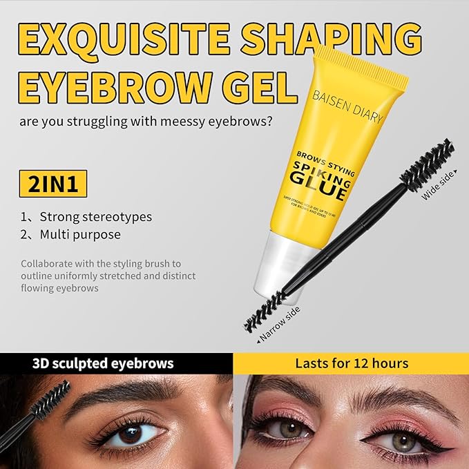 Brow Styling Spiking Glue - Clear Eyebrow Setting Gel, Brow Fix Gel for Long-Lasting Hold, Waterproof & Sweat-Proof Brow Gel, Flawless Natural Look, Ideal for Salon & Home Makeup Use