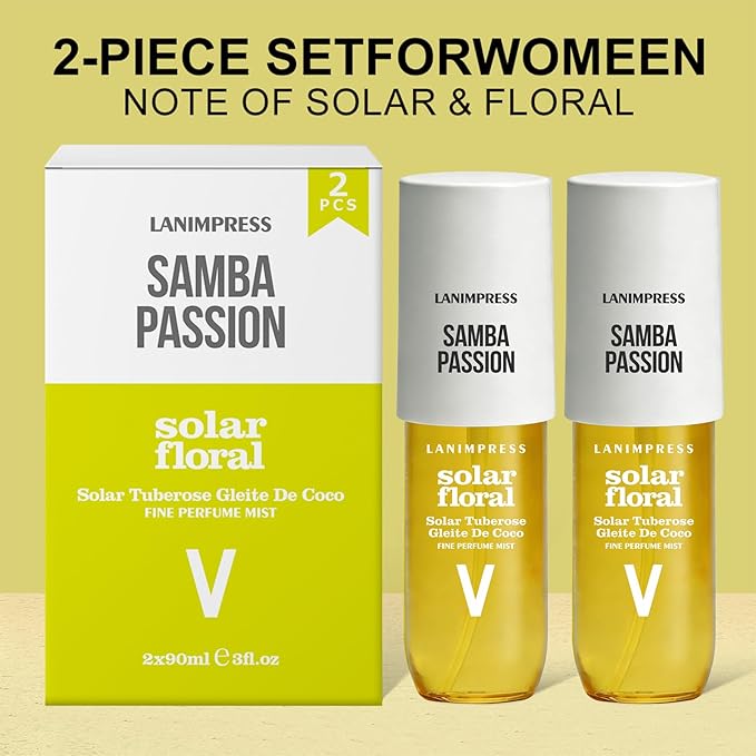 2 Pack 6 fl oz Hair Mist and Body Spray for Women（Eau De Parfum）,Sunshine Floral Perfume No.5, With Notes of Solar Tuberose,Leite De Coco