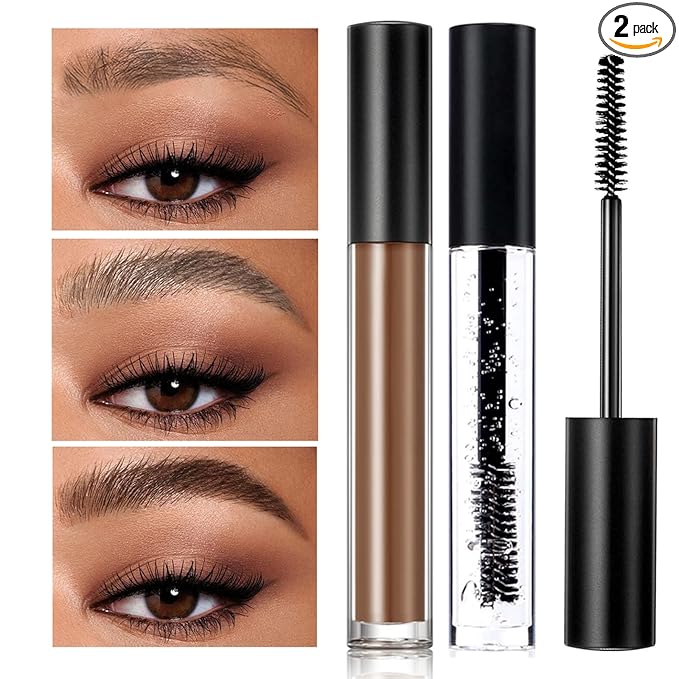 DAGEDA Clear Eyebrow Setting Gel, Brow Fix Gel, Waterproof And Sweat-Proof Eyebrow Repair Liquid Brows Styling Beauty Salon Home Use Makeup, 1.81oz (Clear and Dark Brown)