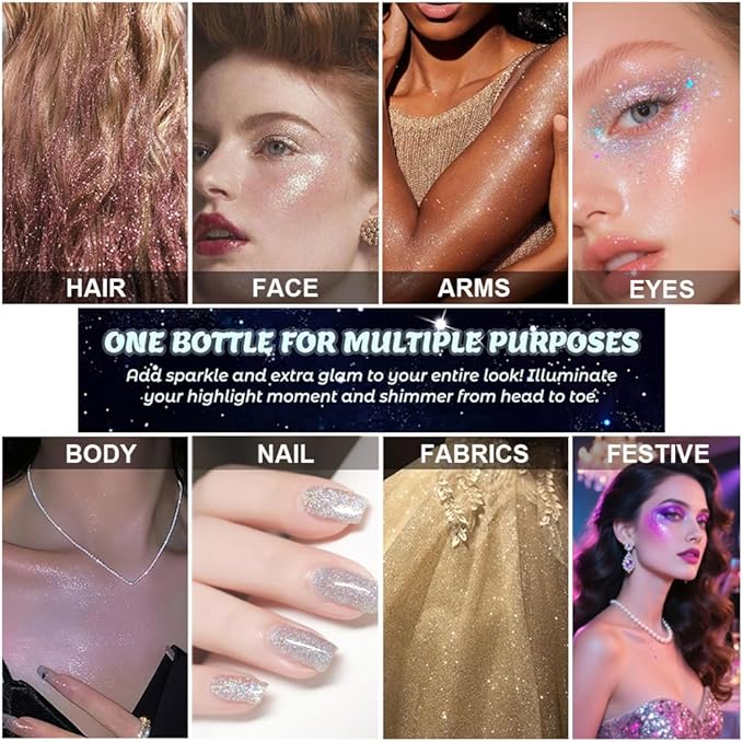 Peach Pink Highlighter Spray for Face and Body, Rich Color Loose Shimmer Powder Long Lasting Sparkly Spray High Gloss Makeup for Women Rave Festival Prom Stage Wedding Party, #3