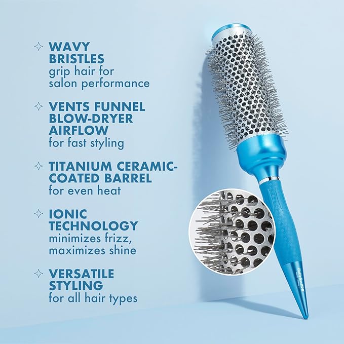 BaBylissPRO Nano Titanium 1.73" Extra-Long Thermal Round Hair Brush – Blowouts, Smooth Finish, Frizz Control, All Hair Types