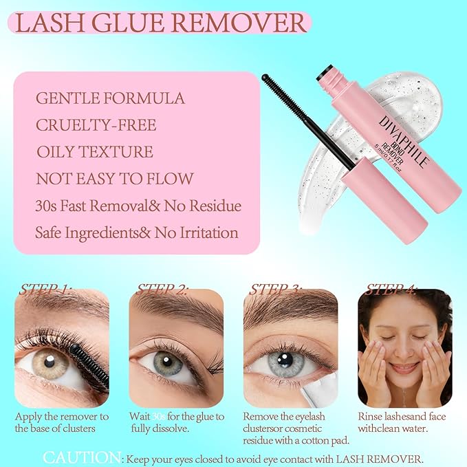 Lash Clusters Kit, DIY Eyelash Extension Kit 280PCS with Bond and Seal, Remover & Tweezers, Natural Wispy Individual Lashes 8–16mm for Beginners, At Home Salon Look, Mom Gifts (40D&50D Kit)