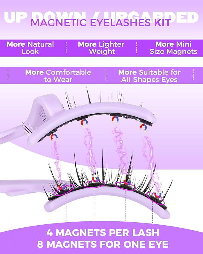 Cat Eye Magnetic Eyelashes Natural Look Wispy Magentic Lashes Reusable Magnetic Eyelashes with Applicator No Glue Needed Press on Magnetic Lashes by JIMIRE Quick to Wear by JIMIRE