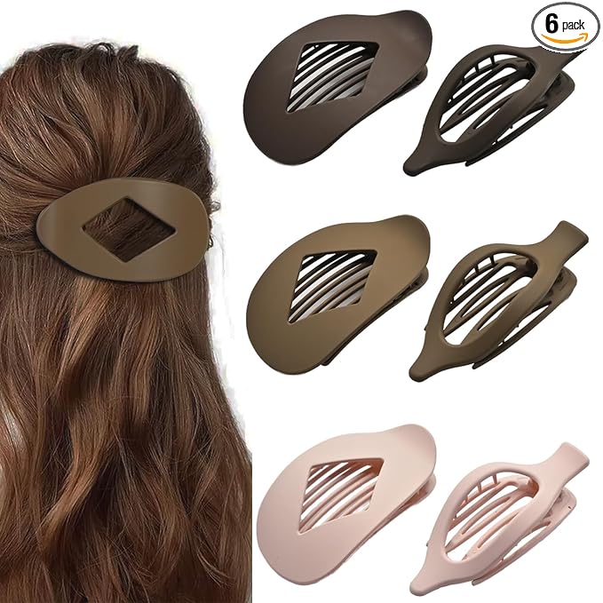 Flat Claw Clips for Women, Large Duckbill French Hair Clips, 6 Pack Non-Slip Matte Hair Accessories for Thick & Thin Hair