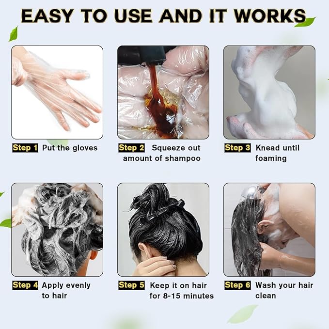 IIIMEIDU Dark Burgundy Hair Dye Shampoo 3 in 1 for Grey Coverage, Herbal Ingredients Shampoo Hair Dye for Women Men 500ml