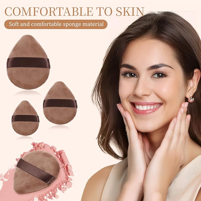 Giantree 6Pcs Mini Powder Puff, Setting Powder Puff, Mini Powder Finger Puff, Triangle Makeup Puff for Foundation Setting, Cushion Puff for Women Girls(Style B)