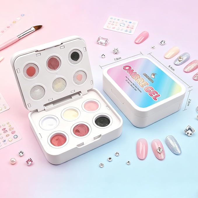 Cushion Patting Gel Polish Pallete Kit - 6 Colors Sponge Ombre Gradient Gel Pat Paint for Nails - Painting Nail Art Palette Manicure Tools for Blush Aura French Sculpting Nails Salon Home