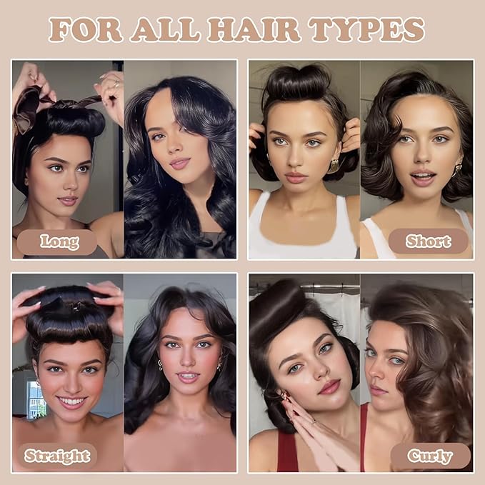Heatless Curls Overnight, 5 Pcs Heatless Hair Curlers to Sleep in Soft Overnight Blowout Rods No Heat Hair Rollers Curling Rods for Women Blowout Look Long Hair - Brown