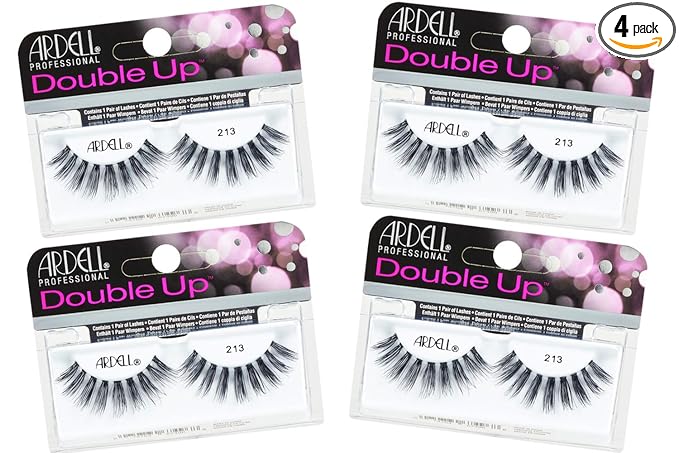 Ardell Double Up 213 False Eyelashes - Dramatic Volume, Reusable Strip Wispy Lashes for Bold Eye Look, 4 Pairs