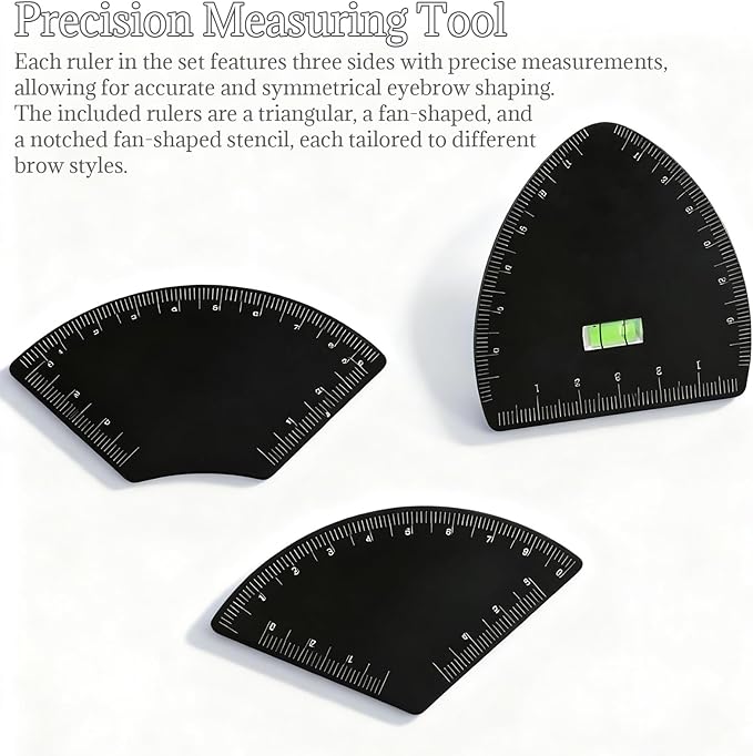 3pcs Eyebrow Stencils for Shaping - Fast Drawing Eyebrow Design Ruler, Reusable Double-Sided Brow Mapping Kit for Women Beginner, Microblading and Tattoo Supplies