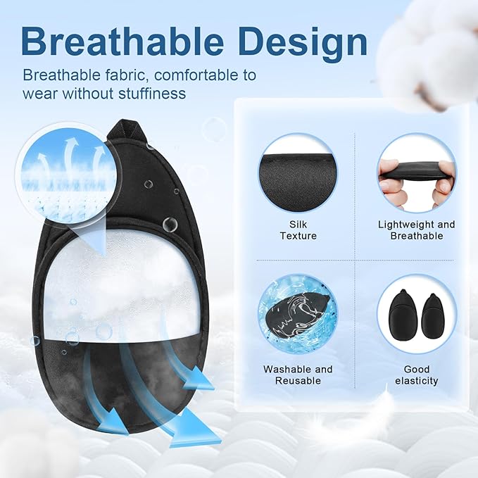 eZAKKA Eye Patches for Adults Kids, Eye Patch for Glasses, Medical Soft Eye Patch for Lazy Eye Amblyopia Strabismus and After Surgery (Black+Black)(Wider Version)