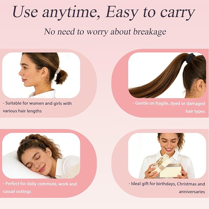 Silk Satin Hair Scrunchies for Women, 8 Pack 4-Color, No Crease, Frizz Control & Hair Breakage Reduction, Soft Hair Ties for All Hair Types, Elastic Hair Accessories for Daily Wear & Gift