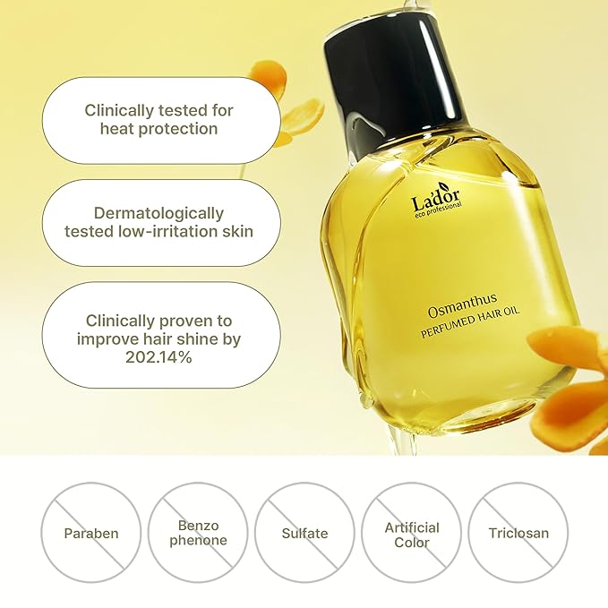 LADOR Hair Perfume Oil for Dry Damaged Hair - Anti Frizz Nourishing Fragrance Gloss Oil Serum Leave-In Conditioner Hold Curls & Waves Free of Sulfate Paraben Alcohol 2.7 Fl Oz 02 Hinoki Korean