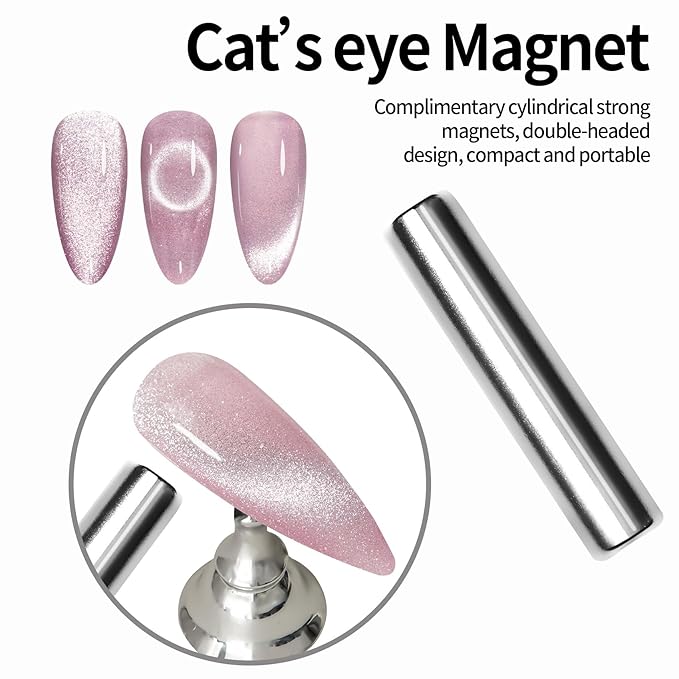 MAYCHAO 15ML Cat Eye Gel Nail Polish 1Pc Purple Gel Polish with Magnet Soak off Holographic Magnetic Nail Polish for Nail Art Manicure Salon DIY at Home, 0.5 OZ