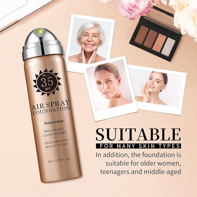 Air Brush Makeup Foundation,Magic Minerals Airbrush Foundation Makeup,Silk Flawless,Buildable Coverage,Moisturizing Formula for Smooth Radiant Skin,02 Beige Color（Sunscreen）