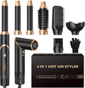 6 in 1 Air Styler & Hair Dryer Brush Set，Foldable Professional Negative Ionic Hair Styling Tools with Diffuser,Detachable Blow Dryer Brush with Auto Wrap Curlers,Hot Air Brush for All Hair Types.
