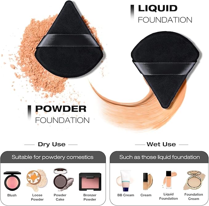 Powder Puff, Body Powder Puff, Extra-Large Powder Puff,Soft Powder Puffs for Body Powder,Triangle Makeup Puff