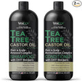 Tea Tree Oil Shampoo and Conditioner Set with Castor Oil, DHT Blockers, Itchy Scalp Relief, Supports Fuller Hair, Cleanses Dandruff & Buildup, For Men & Women, Made in USA, 16 fl oz Each