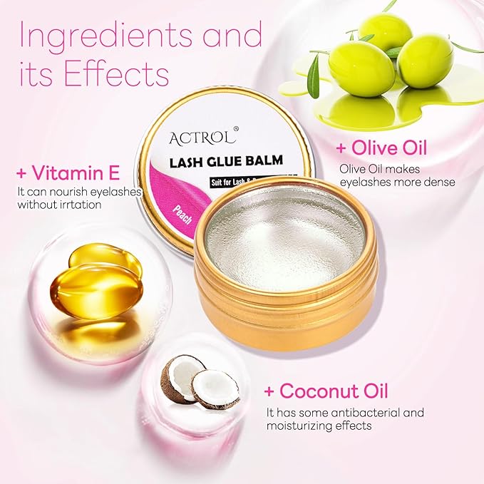 Lash Lift Glue Balm Eyelash Lifting Perm Peach Strong Hold Lash&Brow Perm Glue Balm Brow Adhesive Powerful Sticky Brow Lamination 0.35Oz/10G