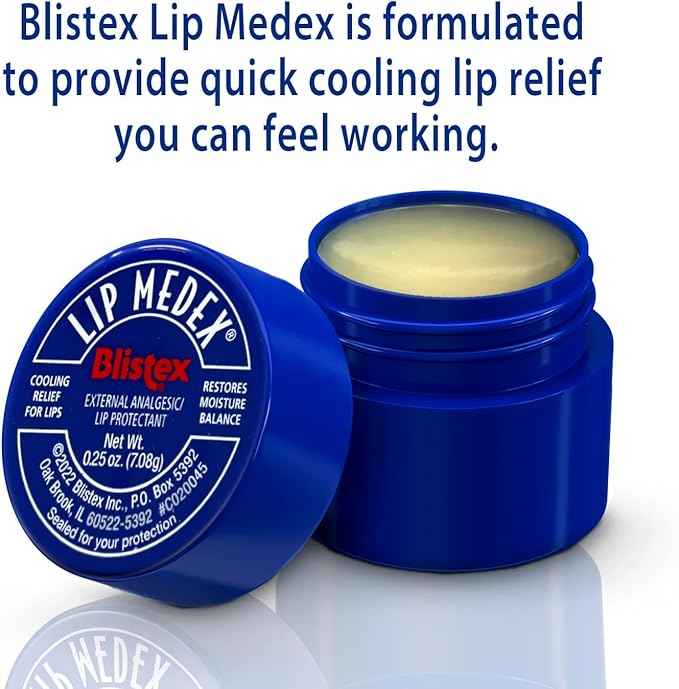 Blistex Medicated Lip Balm, Lip Medex - for Cold, Sores, Cracked & Dry Lips - 0.25 Oz x 2 Pack
