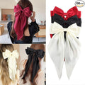 3Pcs Hair Bows For Women, Silky Ribbons Hair Women's Oversized Bow Metal Spring Clips Temperament Beautiful Hair Accessories Gift （3Pcs/Wine Red, Black, Cream White, ）