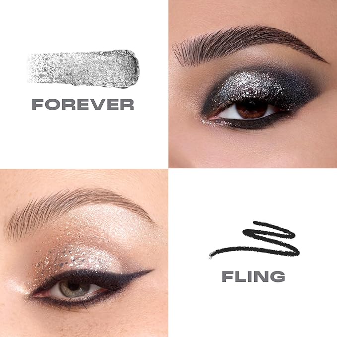 Morphe Mixed Signals Dual-Ended Eyeshadow Stick - Cream Eyeshadow Pigment & Chrome Liquid Flakes for Bold, Layered Eye Makeup Looks - Forever/Fling (0.028 oz)