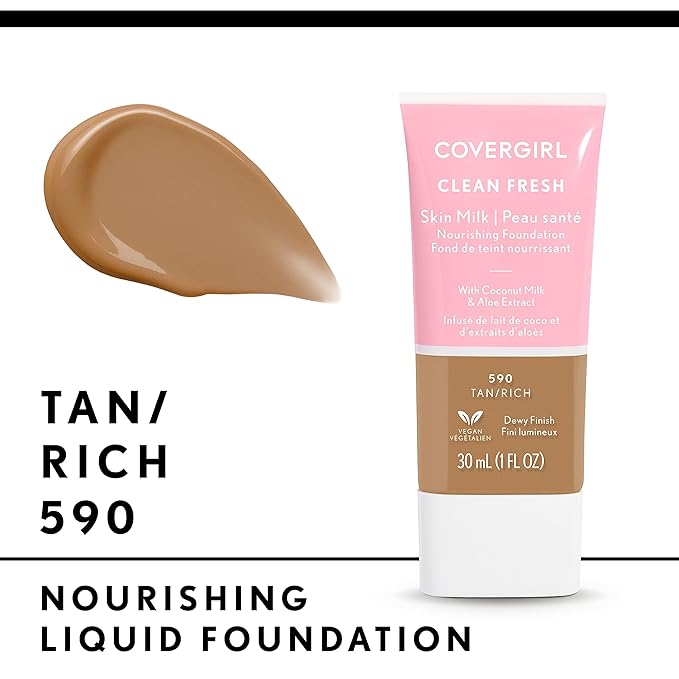 COVERGIRL, Clean Fresh Skin Milk Foundation, Tan/Rich, 1 Count (packaging may vary) (Pack of 2)