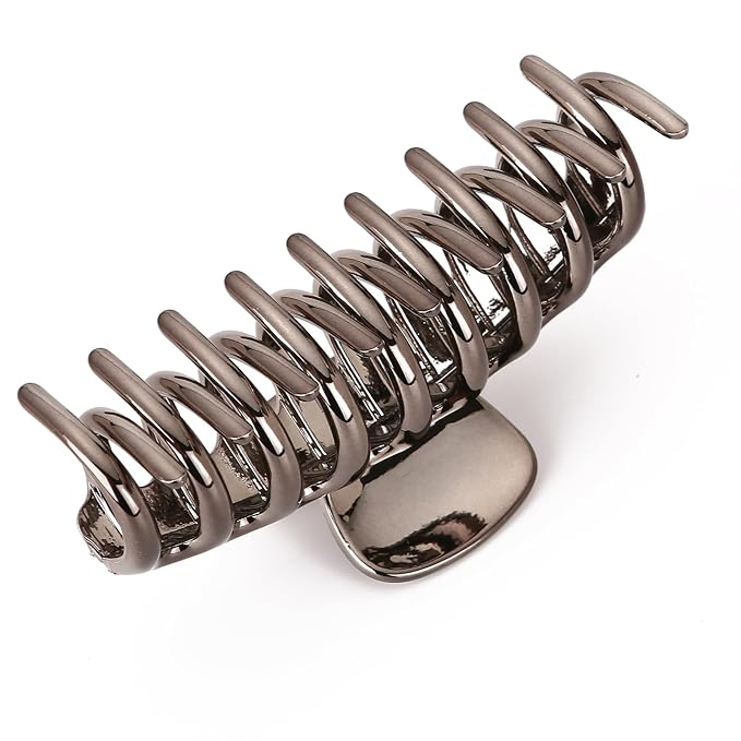 LONEEDY 10 Pack 5.1Inch Extra Large Hair Clips for Women Thick Hair and Long Hair, Silver Multi-Styles Big Claw Clips, Strong Hold Jaw Clips (Silver Black, Large)